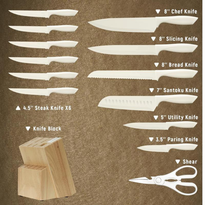 15-pc. Kitchen Knife Set with Sharpening Block