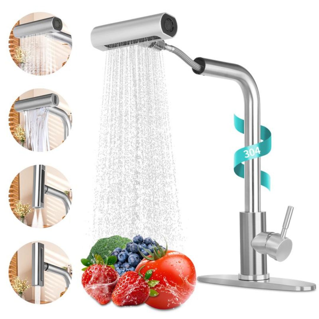 Kitchen Faucet with 4 Modes with Pull Down Sprayer