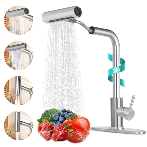 Kitchen Faucet with 4 Modes with Pull Down Sprayer