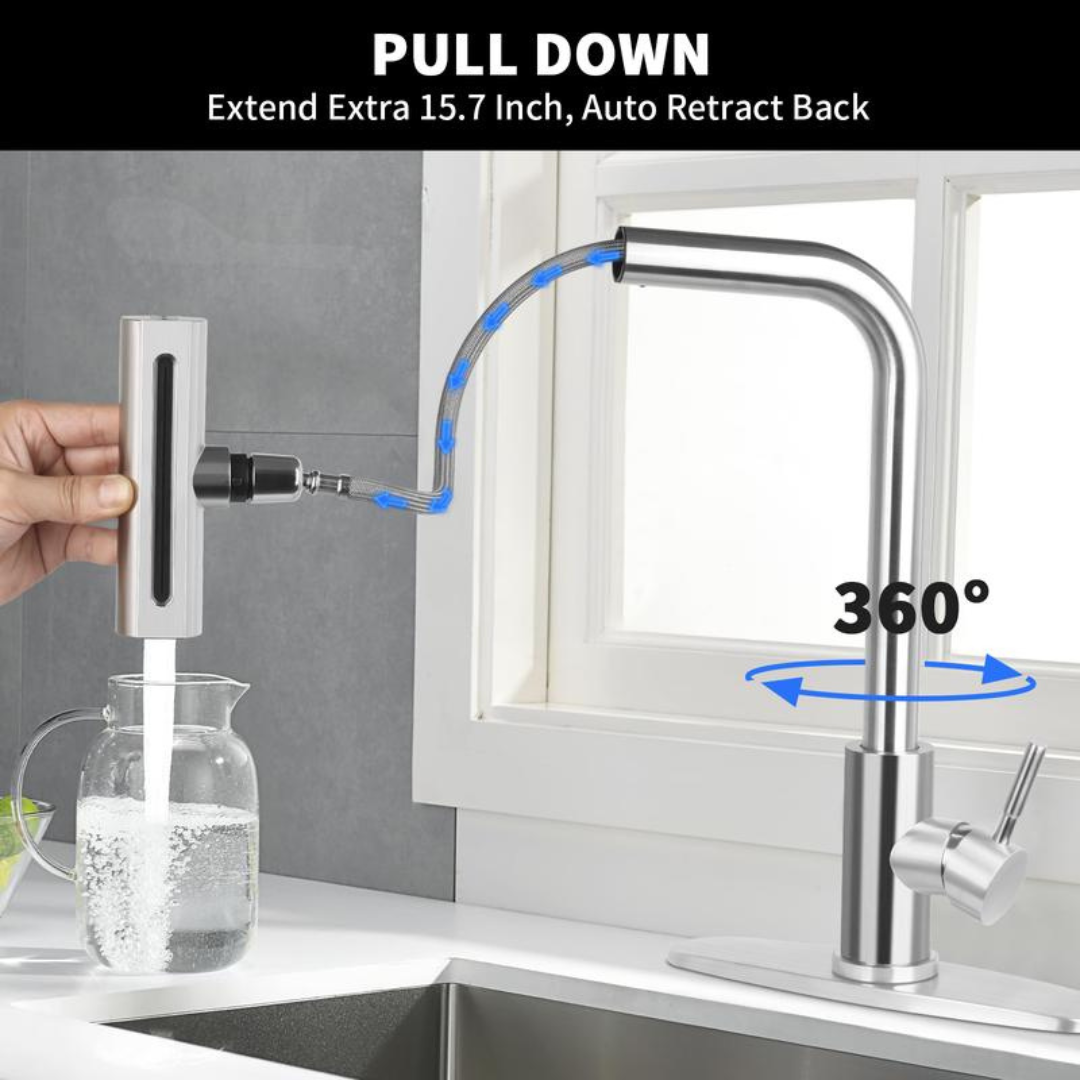Kitchen Faucet with 4 Modes with Pull Down Sprayer