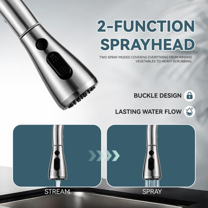 Stainless Steel Pull-Out Kitchen Faucet with Soap Dispenser