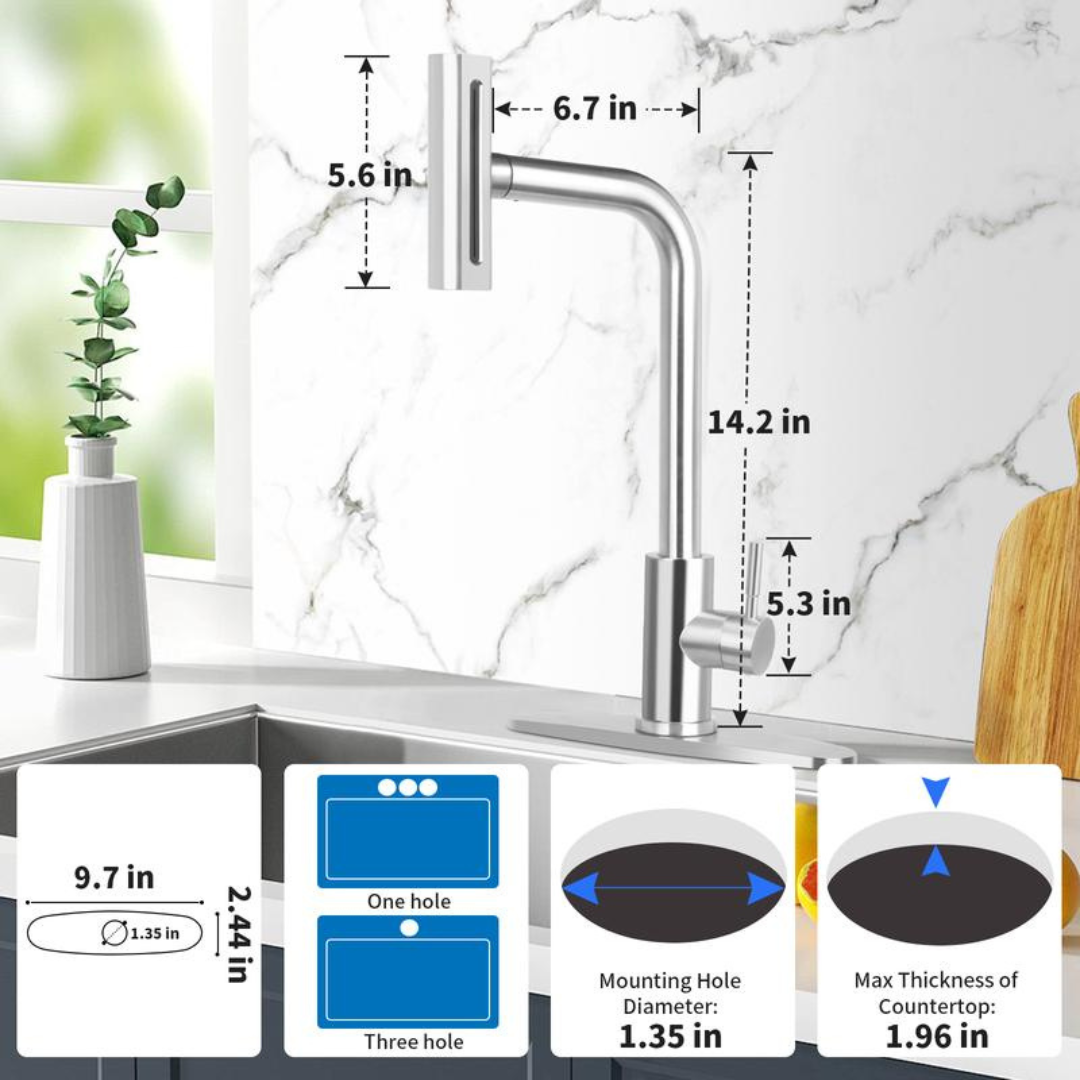 Kitchen Faucet with 4 Modes with Pull Down Sprayer