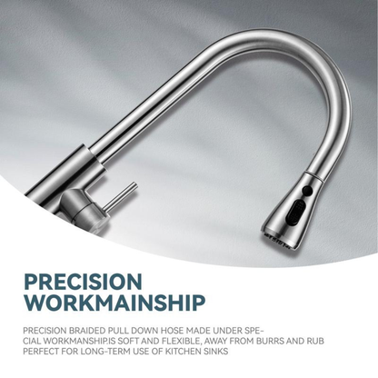 Stainless Steel Pull-Out Kitchen Faucet with Soap Dispenser