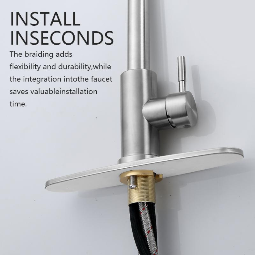 Stainless Steel Pull-Out Kitchen Faucet with Soap Dispenser